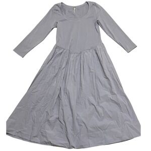 Free People Aelia Drop-Waist Midi Dress Lavender Womens XL Pockets Cottage Flowy